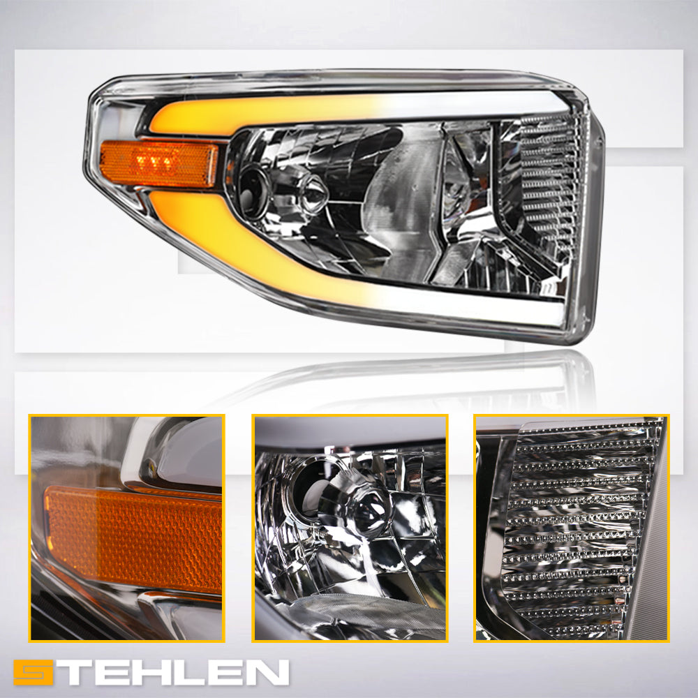 14-21 Toyota Tundra Chrome Crystal Headlights Sequential LED - TYTD14DS