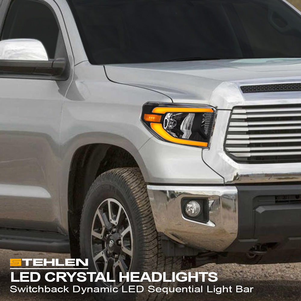 14-21 Toyota Tundra Crystal Headlights Sequential LED Signal - Black