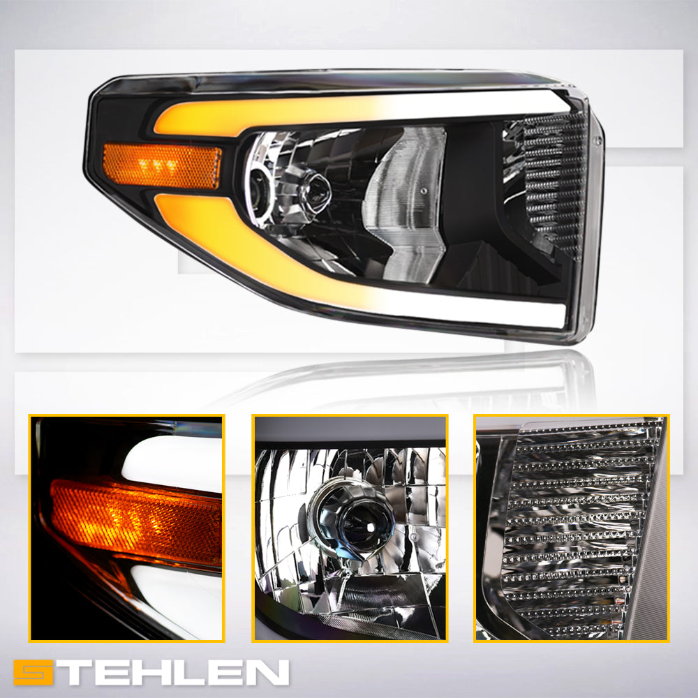14-21 Toyota Tundra Crystal Headlights Sequential LED Signal - Black