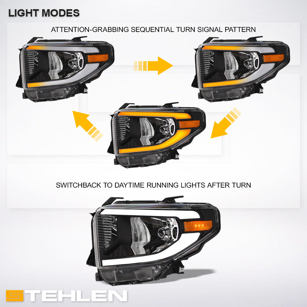 14-21 Toyota Tundra Crystal Headlights Sequential LED Signal - Black
