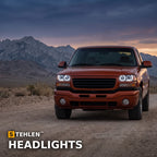 1999-2007 GMC Sierra & 2000-2006 Yukon/Yukon XL LED Halo Projector Headlights — Black w/ Amber — installed