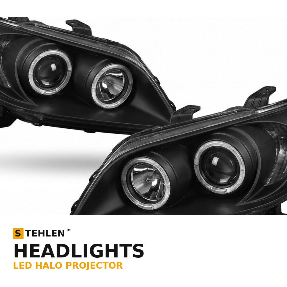 1999-2007 GMC Sierra & 2000-2006 Yukon/Yukon XL LED Halo Projector Headlights — Black w/ Amber