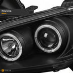 1999-2007 GMC Sierra & 2000-2006 Yukon/Yukon XL LED Halo Projector Headlights — Black w/ Amber — detail
