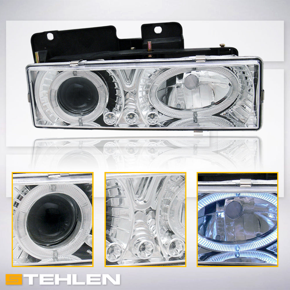 1992-1999 Chevy/GMC Full Size SUV Halo Projector Headlights Chrome