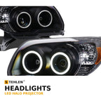 2006-2009 Toyota 4Runner Super White LED Halo Projector Headlights — Matte Black w/ Amber