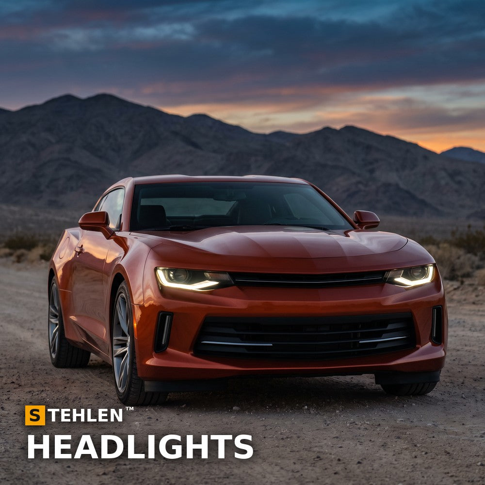 2016-2018 Chevrolet Camaro Plank Style LED Light Bar Projector Headlights — Matte Black — installed