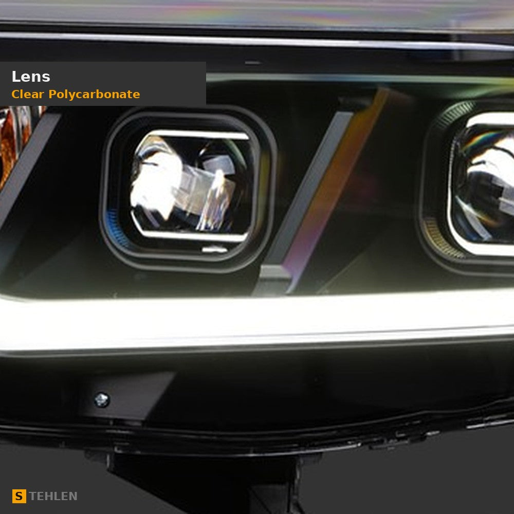 2016-2018 Chevrolet Camaro Plank Style LED Light Bar Projector Headlights — Matte Black — detail