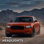 2006-2010 Dodge Charger Halo Projector Headlights w/ LED — Matte Black — installed