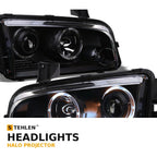 2006-2010 Dodge Charger Halo Projector Headlights w/ LED — Matte Black