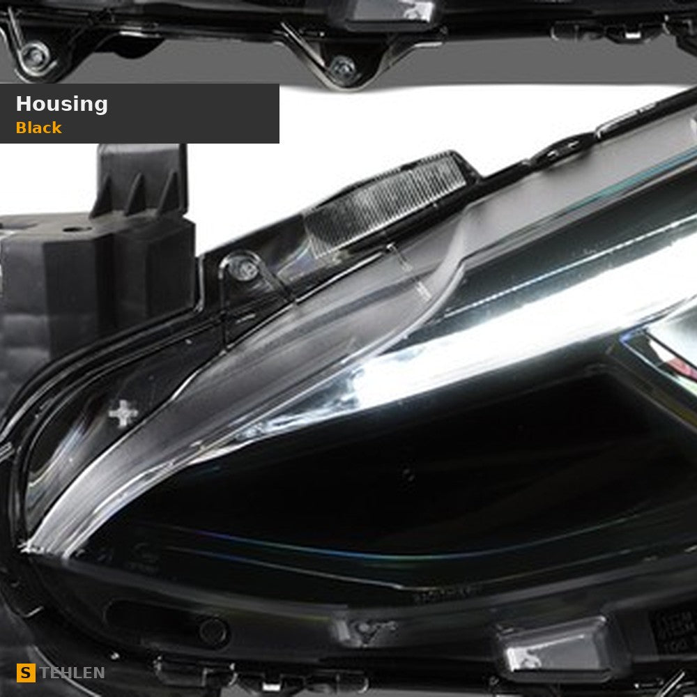 2014-2016 Mazda 3 Sedan Halo Projector Headlights w/ Amber — Matte Black — detail
