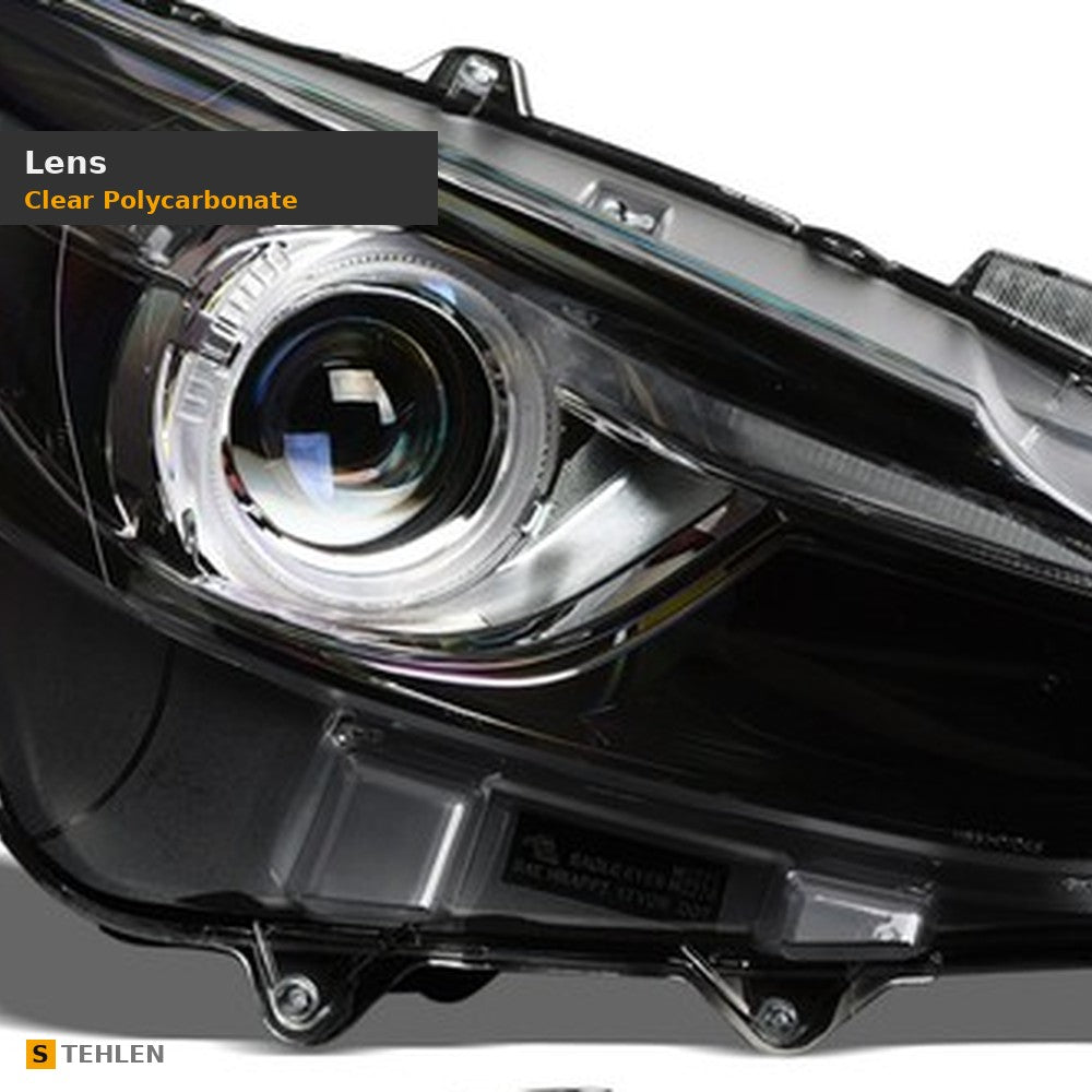 2014-2016 Mazda 3 Sedan Halo Projector Headlights w/ Amber — Matte Black — detail