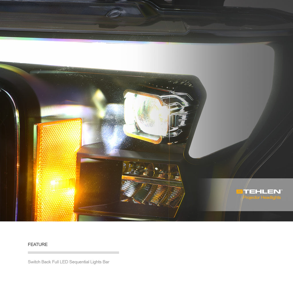 2018-2020 Ford F-150 Full LED Projector Headlights Black - FR646