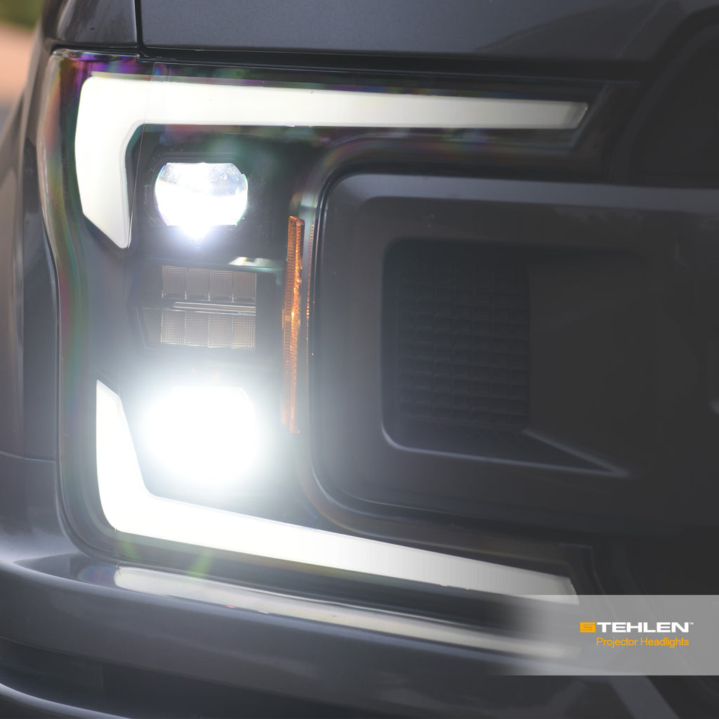 2018-2020 Ford F-150 Full LED Projector Headlights Black - FR646