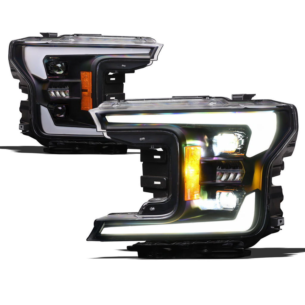 2018-2020 Ford F-150 Full LED Projector Headlights Black - FR646