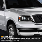 04-08 Ford F-150 Full LED Projector Headlights Black - HLPLNB