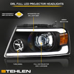 04-08 Ford F-150 Full LED Projector Headlights Black - HLPLNB
