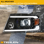 04-08 Ford F-150 Full LED Projector Headlights Black - HLPLNB