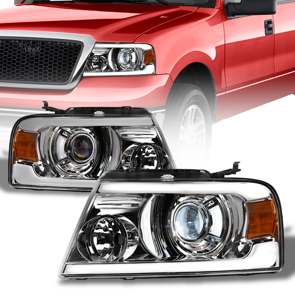 04-08 Ford F-150 Full LED Projector Headlights Chrome - FDPU04D