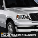 04-08 Ford F-150 Full LED Projector Headlights Chrome - FDPU04D