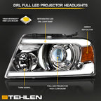 04-08 Ford F-150 Full LED Projector Headlights Chrome - FDPU04D