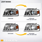 04-08 Ford F-150 Full LED Projector Headlights Chrome - FDPU04D