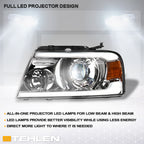 04-08 Ford F-150 Full LED Projector Headlights Chrome - FDPU04D