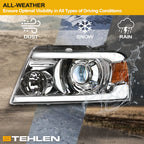 04-08 Ford F-150 Full LED Projector Headlights Chrome - FDPU04D