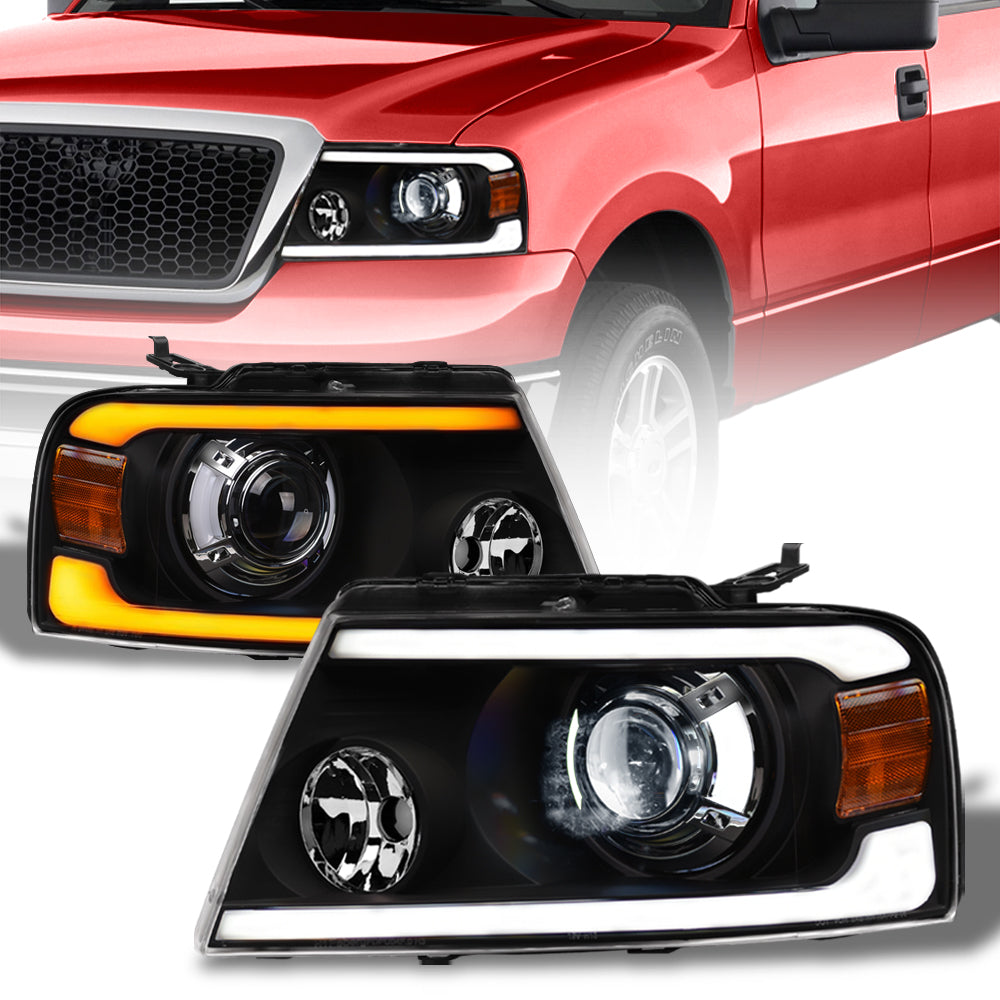 04-08 Ford F-150 Full LED Projector Headlights Sequential Signal - Black