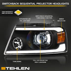 04-08 Ford F-150 Full LED Projector Headlights Sequential Signal - Black