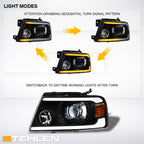 04-08 Ford F-150 Full LED Projector Headlights Sequential Signal - Black