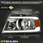 04-08 Ford F-150 Full LED Projector Headlights Sequential Chrome