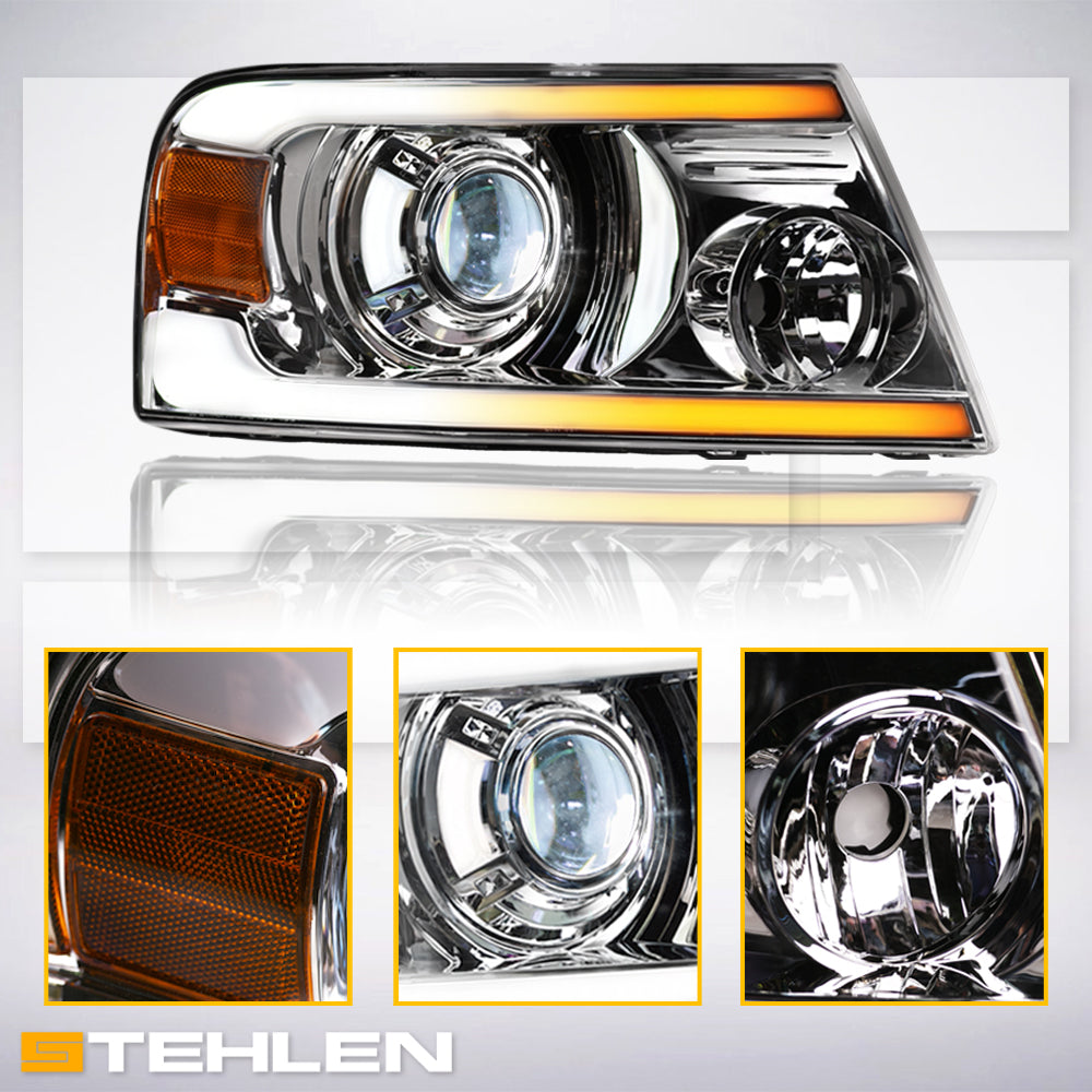 04-08 Ford F-150 Full LED Projector Headlights Sequential Chrome