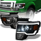 09-14 Ford F-150 Full LED Projector Headlights w/ Light Bar - Black