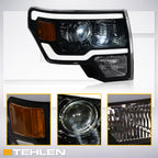 09-14 Ford F-150 Full LED Projector Headlights w/ Light Bar - Black