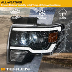 09-14 Ford F-150 Full LED Projector Headlights w/ Light Bar - Black