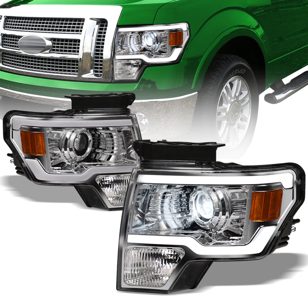 09-14 Ford F-150 Full LED Projector Headlights Black - FDPU09C.00