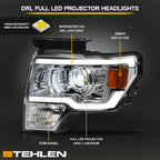 09-14 Ford F-150 Full LED Projector Headlights Black - FDPU09C.00