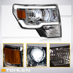 09-14 Ford F-150 Full LED Projector Headlights Black - FDPU09C.00