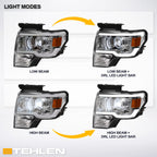 09-14 Ford F-150 Full LED Projector Headlights Black - FDPU09C.00