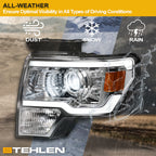 09-14 Ford F-150 Full LED Projector Headlights Black - FDPU09C.00