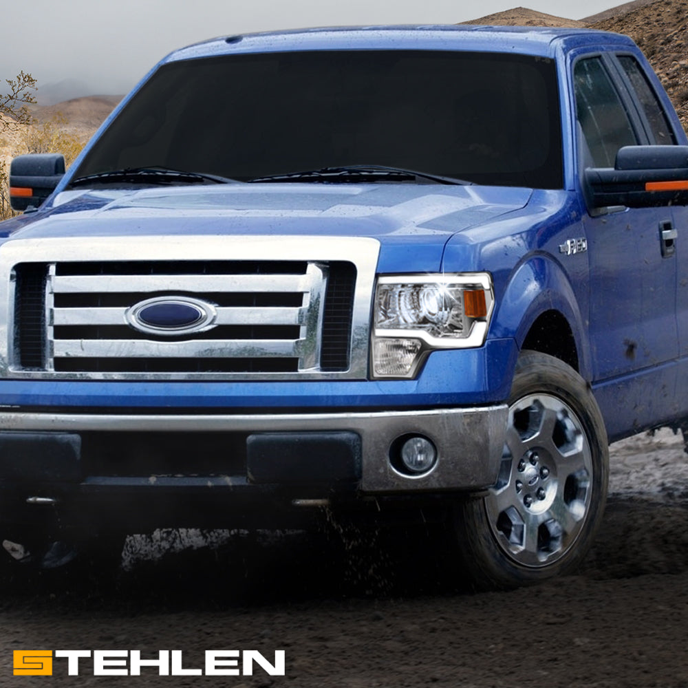 09-14 Ford F-150 Full LED Projector Headlights Black - FDPU09C.00