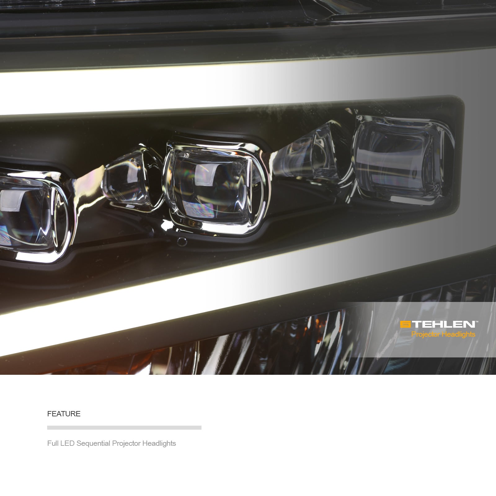 2009-2014 Ford F-150 Full LED Projector Headlights Black Amber
