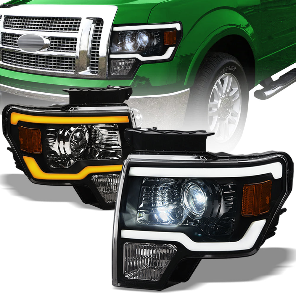 09-14 Ford F-150 Full LED Projector Headlights Sequential Signal - Black
