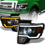 09-14 Ford F-150 Full LED Projector Headlights Sequential Signal - Black