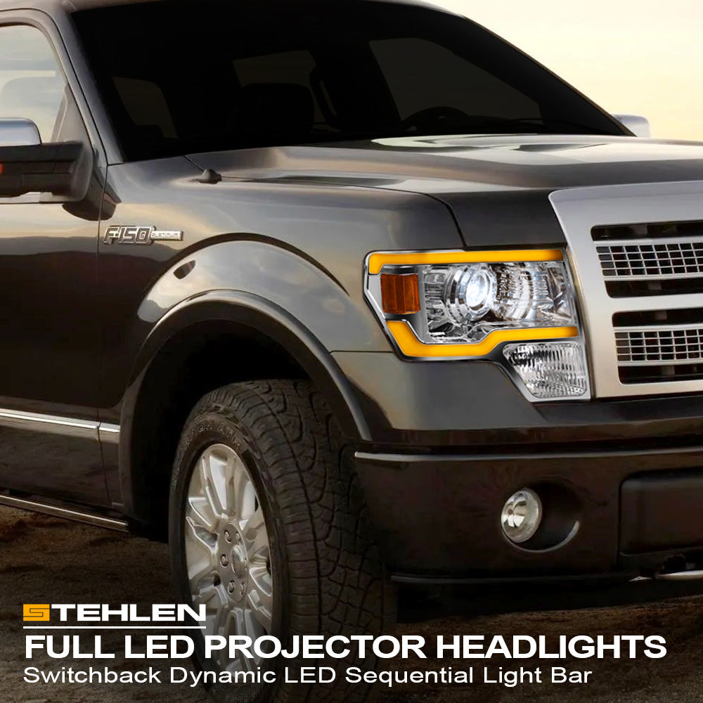 09-14 Ford F-150 Full LED Projector Headlights Sequential Chrome