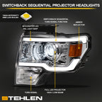 09-14 Ford F-150 Full LED Projector Headlights Sequential Chrome