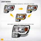 09-14 Ford F-150 Full LED Projector Headlights Sequential Chrome