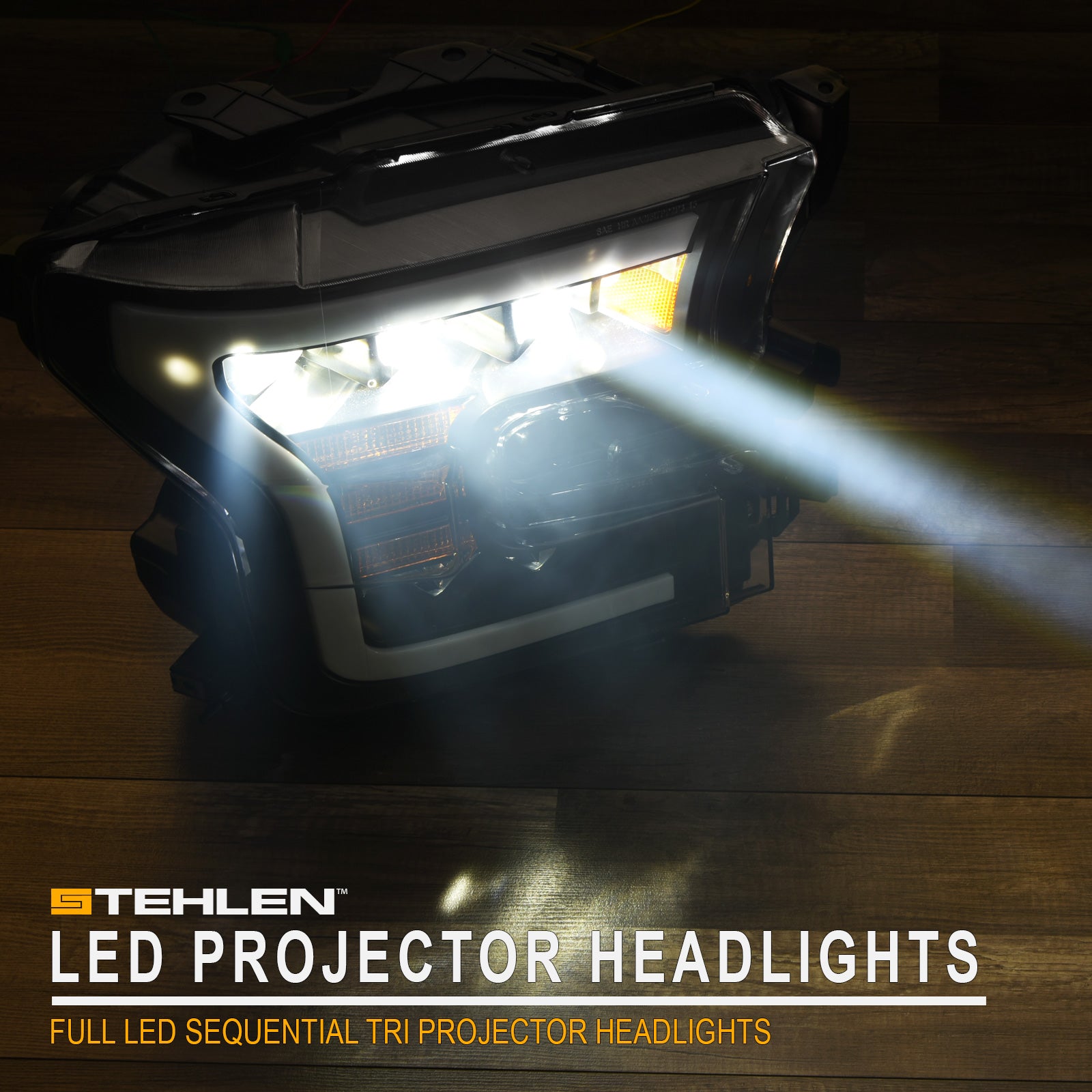 2015-2017 Ford F-150 Full LED Projector Headlights Black Amber