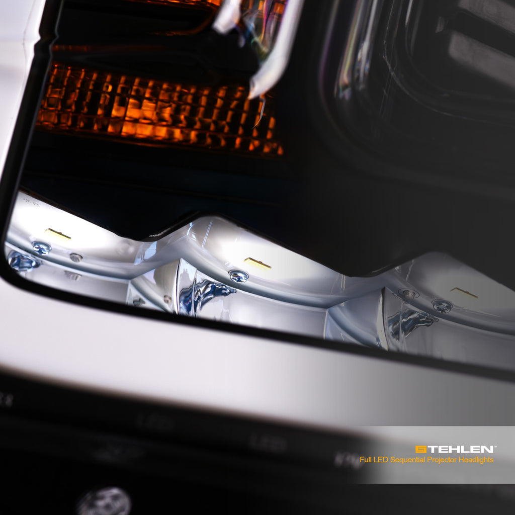 2015-2017 Ford F-150 Full LED Projector Headlights Black Amber