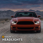 2010-2014 Ford Mustang Full LED Projector Headlights w/ LED Light Bar — Black — installed